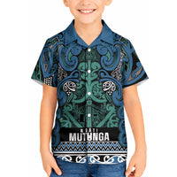 Aotearoa Iwi Ngati Mutunga Kid Hawaiian Shirt Maori Wharenui House Tribal Pattern