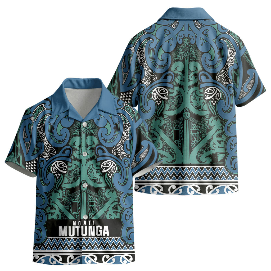 Aotearoa Iwi Ngati Mutunga Kid Hawaiian Shirt Maori Wharenui House Tribal Pattern