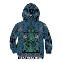 Aotearoa Iwi Ngati Mutunga Kid Hoodie Maori Wharenui House Tribal Pattern