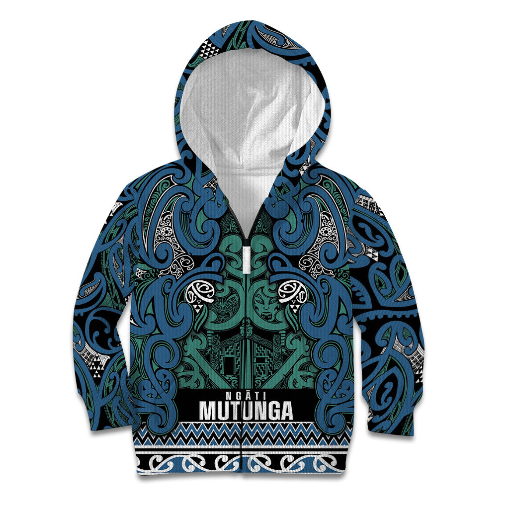 Aotearoa Iwi Ngati Mutunga Kid Hoodie Maori Wharenui House Tribal Pattern