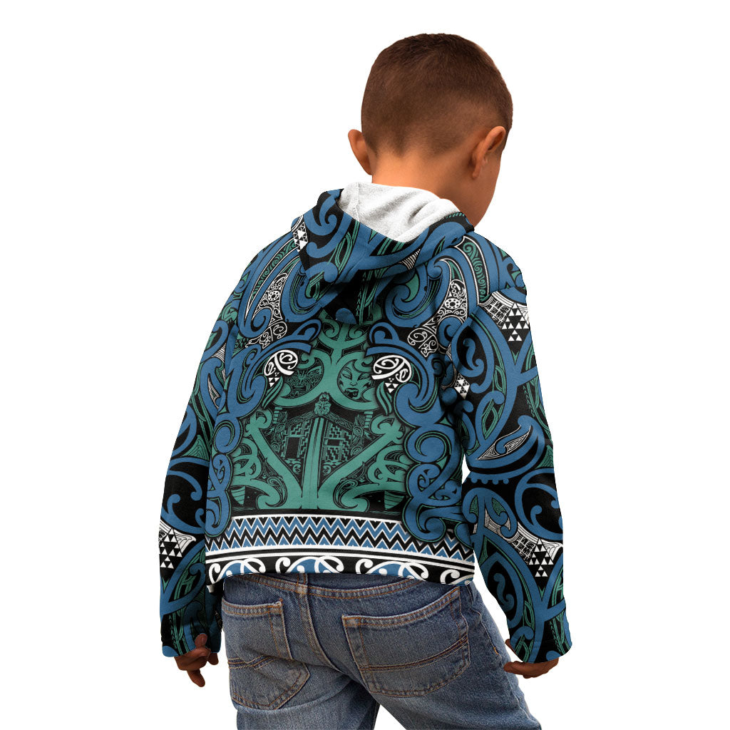 Aotearoa Iwi Ngati Mutunga Kid Hoodie Maori Wharenui House Tribal Pattern