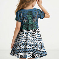 Aotearoa Iwi Ngati Mutunga Kid Short Sleeve Dress Maori Wharenui House Tribal Pattern