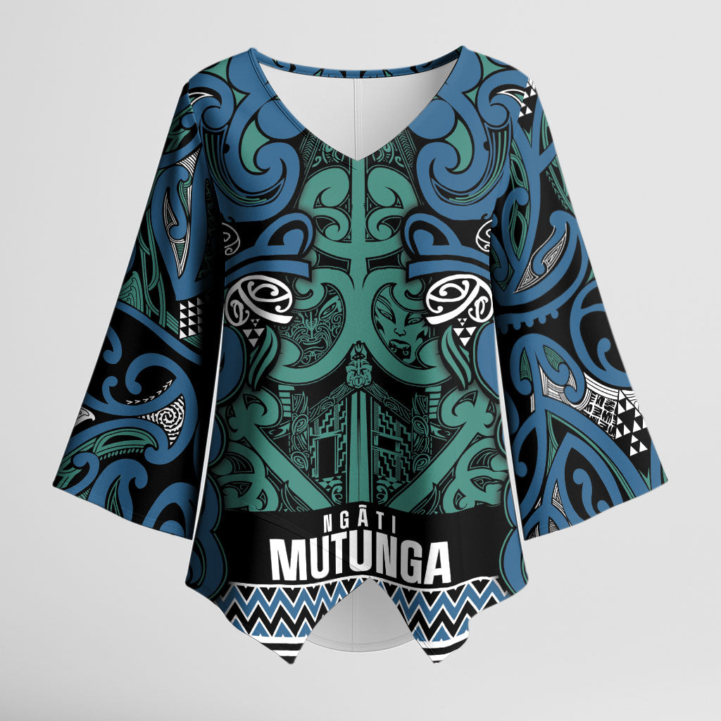 Aotearoa Iwi Ngati Mutunga Kimono Sleeve Blouse Maori Wharenui House Tribal Pattern