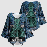 Aotearoa Iwi Ngati Mutunga Kimono Sleeve Blouse Maori Wharenui House Tribal Pattern