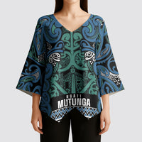Aotearoa Iwi Ngati Mutunga Kimono Sleeve Blouse Maori Wharenui House Tribal Pattern