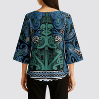 Aotearoa Iwi Ngati Mutunga Kimono Sleeve Blouse Maori Wharenui House Tribal Pattern