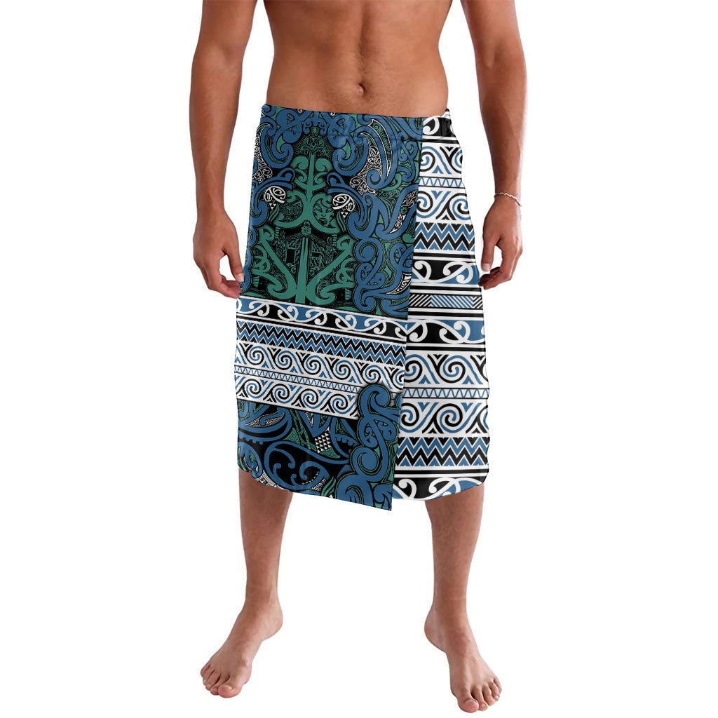 Aotearoa Iwi Ngati Mutunga Lavalava Maori Wharenui House Tribal Pattern LT9 Ocean Blue - Polynesian Pride