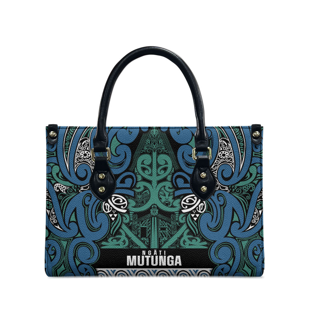 Aotearoa Iwi Ngati Mutunga Leather Bag Maori Wharenui House Tribal Pattern