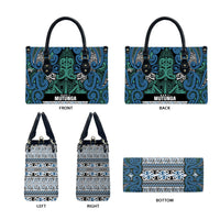 Aotearoa Iwi Ngati Mutunga Leather Bag Maori Wharenui House Tribal Pattern