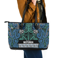 Aotearoa Iwi Ngati Mutunga Leather Tote Bag Maori Wharenui House Tribal Pattern