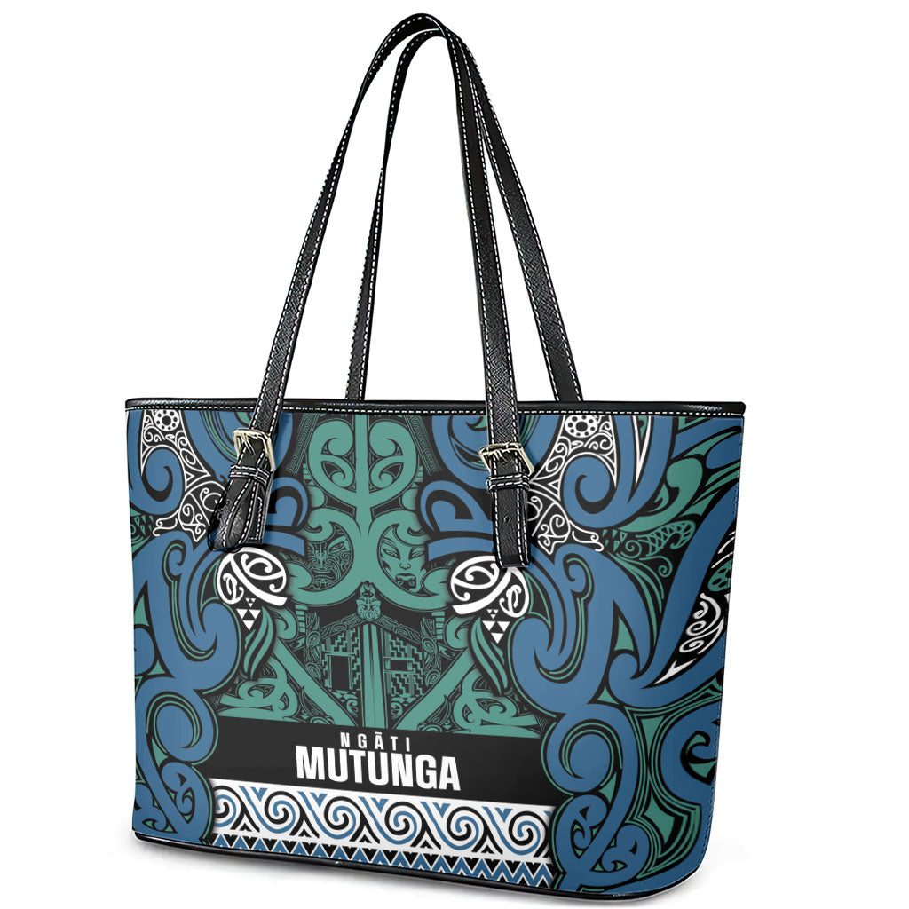 Aotearoa Iwi Ngati Mutunga Leather Tote Bag Maori Wharenui House Tribal Pattern