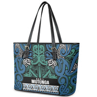 Aotearoa Iwi Ngati Mutunga Leather Tote Bag Maori Wharenui House Tribal Pattern