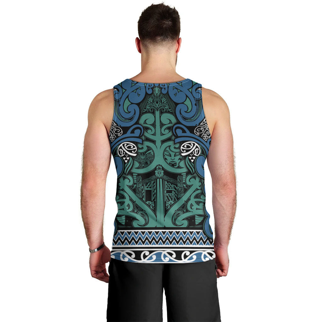 Aotearoa Iwi Ngati Mutunga Men Tank Top Maori Wharenui House Tribal Pattern