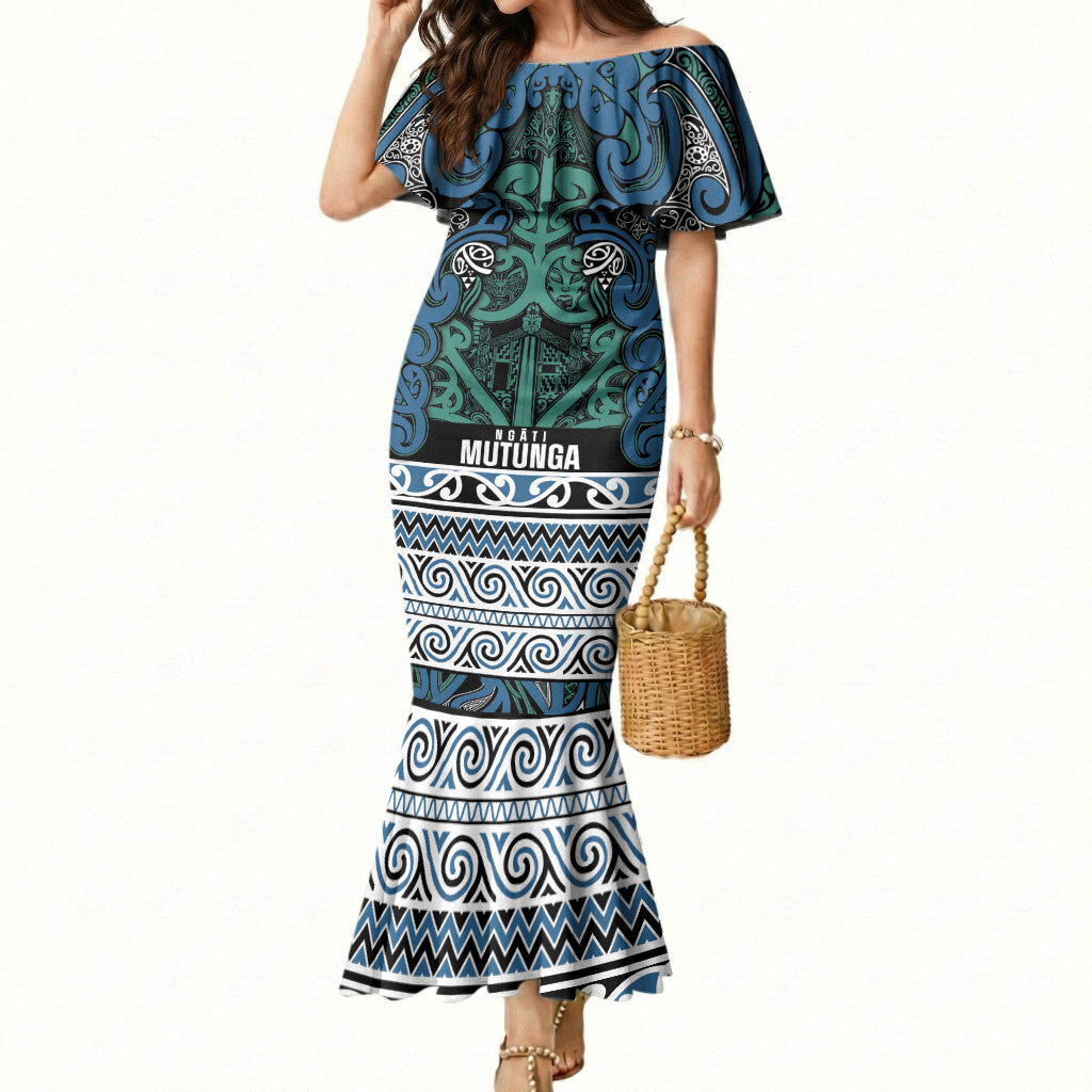 Aotearoa Iwi Ngati Mutunga Mermaid Dress Maori Wharenui House Tribal Pattern
