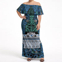 Aotearoa Iwi Ngati Mutunga Off Shoulder Maxi Dress Maori Wharenui House Tribal Pattern