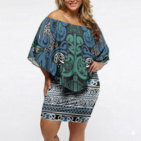 Aotearoa Iwi Ngati Mutunga Off Shoulder Short Dress Maori Wharenui House Tribal Pattern