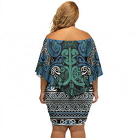 Aotearoa Iwi Ngati Mutunga Off Shoulder Short Dress Maori Wharenui House Tribal Pattern