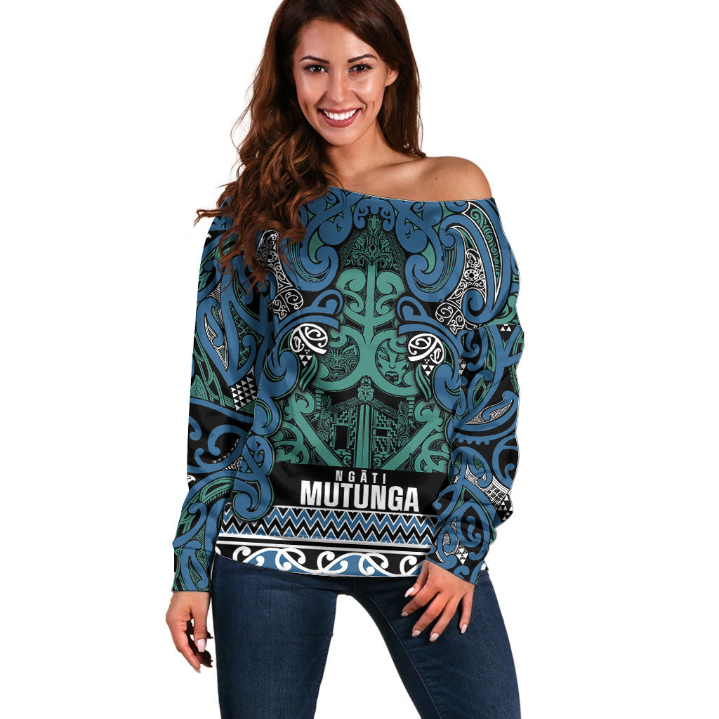 Aotearoa Iwi Ngati Mutunga Off Shoulder Sweater Maori Wharenui House Tribal Pattern