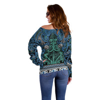 Aotearoa Iwi Ngati Mutunga Off Shoulder Sweater Maori Wharenui House Tribal Pattern
