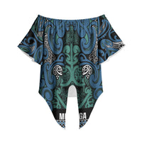 Aotearoa Iwi Ngati Mutunga Off Shoulder Wrap Waist Top Maori Wharenui House Tribal Pattern