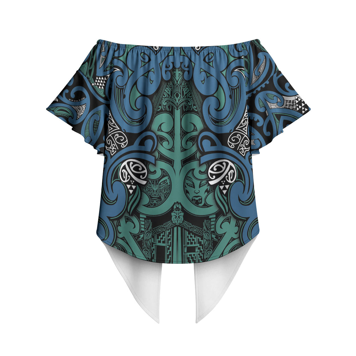 Aotearoa Iwi Ngati Mutunga Off Shoulder Wrap Waist Top Maori Wharenui House Tribal Pattern