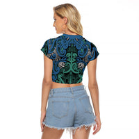 Aotearoa Iwi Ngati Mutunga Raglan Cropped T Shirt Maori Wharenui House Tribal Pattern