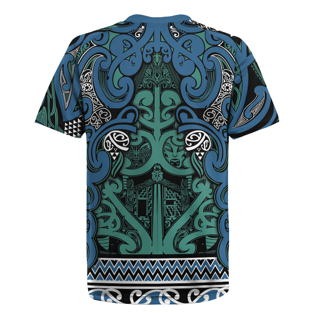 Aotearoa Iwi Ngati Mutunga Rugby Jersey Maori Wharenui House Tribal Pattern