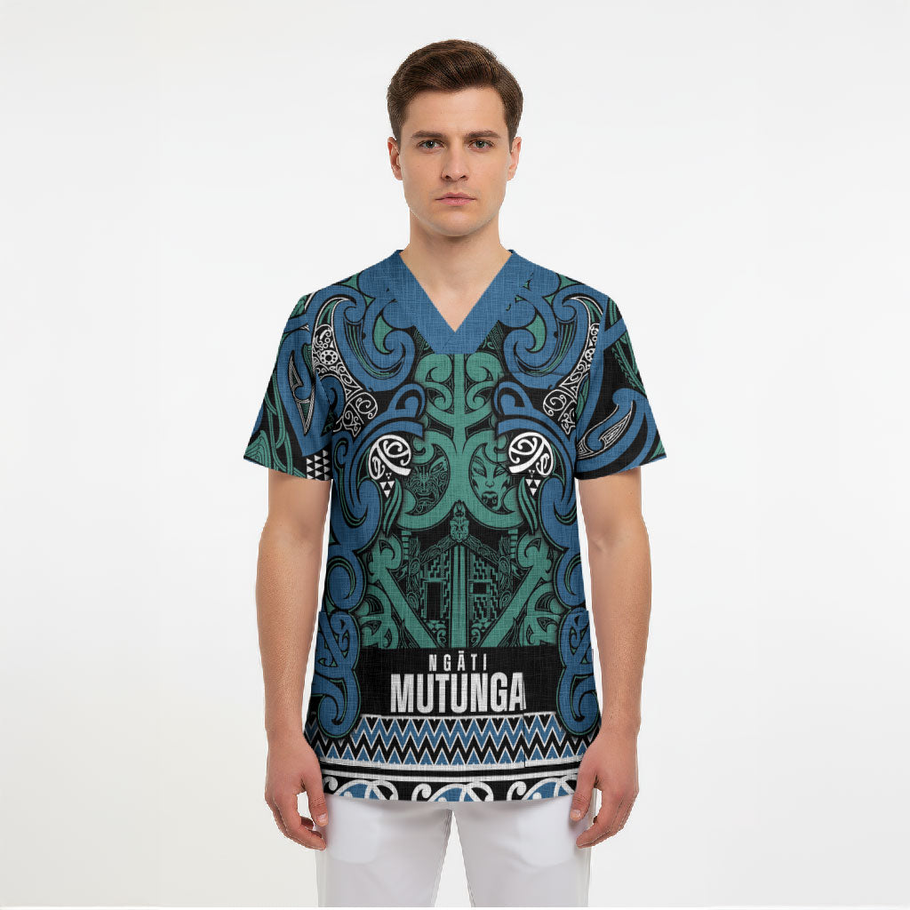 Aotearoa Iwi Ngati Mutunga Scrub Top Maori Wharenui House Tribal Pattern