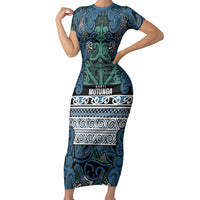 Aotearoa Iwi Ngati Mutunga Short Sleeve Bodycon Dress Maori Wharenui House Tribal Pattern