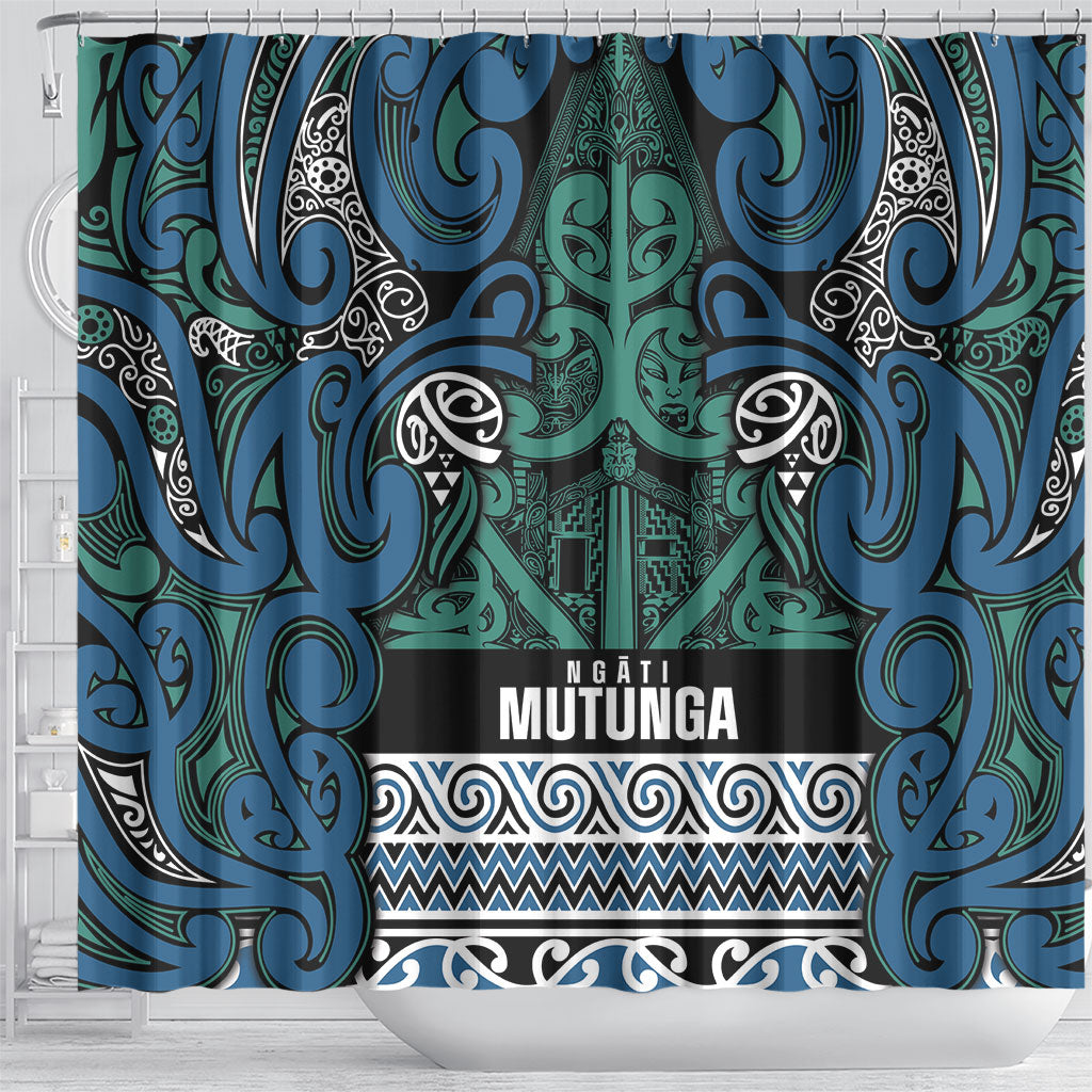Aotearoa Iwi Ngati Mutunga Shower Curtain Maori Wharenui House Tribal Pattern