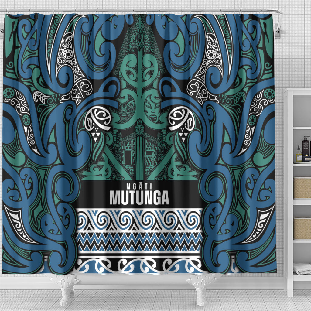 Aotearoa Iwi Ngati Mutunga Shower Curtain Maori Wharenui House Tribal Pattern