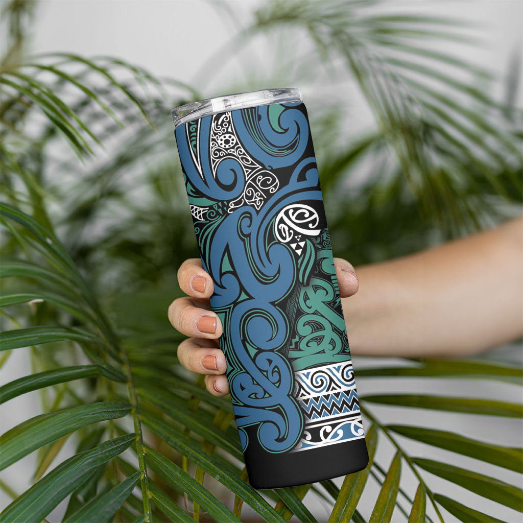 Aotearoa Iwi Ngati Mutunga Skinny Tumbler Maori Wharenui House Tribal Pattern