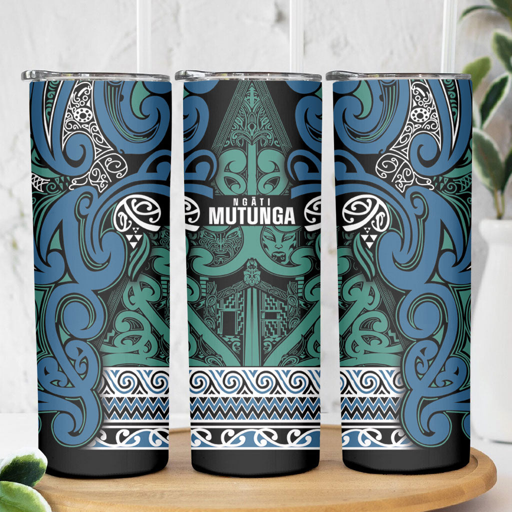 Aotearoa Iwi Ngati Mutunga Skinny Tumbler Maori Wharenui House Tribal Pattern