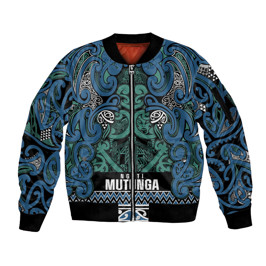Aotearoa Iwi Ngati Mutunga Sleeve Zip Bomber Jacket Maori Wharenui House Tribal Pattern