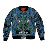 Aotearoa Iwi Ngati Mutunga Sleeve Zip Bomber Jacket Maori Wharenui House Tribal Pattern