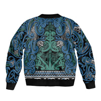 Aotearoa Iwi Ngati Mutunga Sleeve Zip Bomber Jacket Maori Wharenui House Tribal Pattern