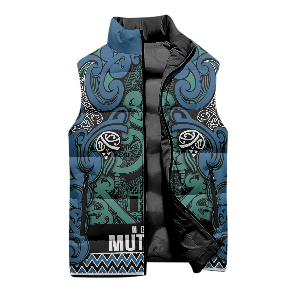 Aotearoa Iwi Ngati Mutunga Sleeveless Puffer Jacket Maori Wharenui House Tribal Pattern