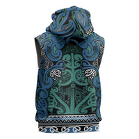 Aotearoa Iwi Ngati Mutunga Sleeveless Zip Hoodie Maori Wharenui House Tribal Pattern