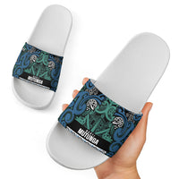 Aotearoa Iwi Ngati Mutunga Slide Sandals Maori Wharenui House Tribal Pattern