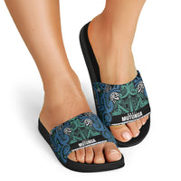 Aotearoa Iwi Ngati Mutunga Slide Sandals Maori Wharenui House Tribal Pattern