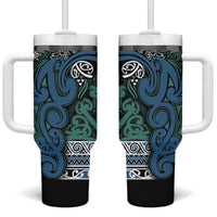 Aotearoa Iwi Ngati Mutunga Tumbler With Handle Maori Wharenui House Tribal Pattern