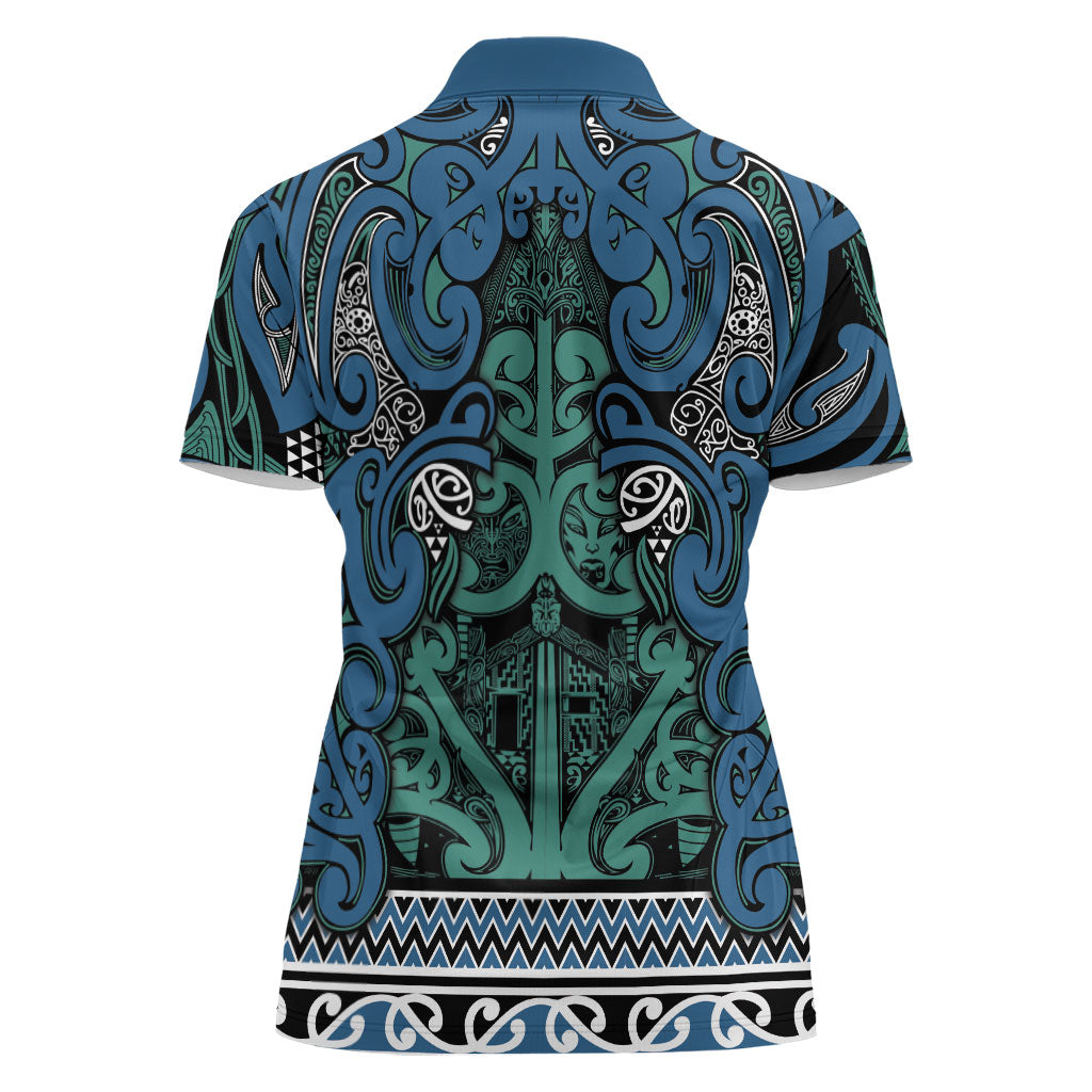 Aotearoa Iwi Ngati Mutunga Women Polo Shirt Maori Wharenui House Tribal Pattern