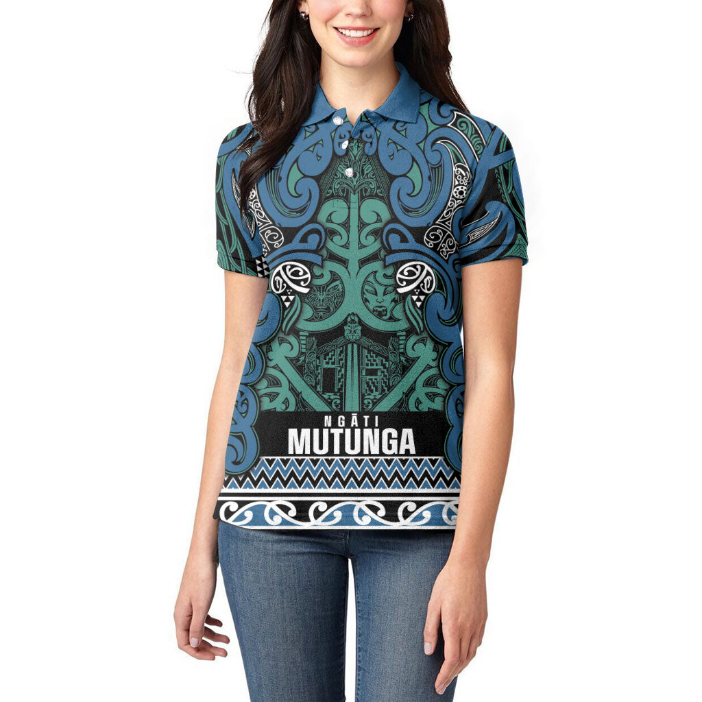 Aotearoa Iwi Ngati Mutunga Women Polo Shirt Maori Wharenui House Tribal Pattern