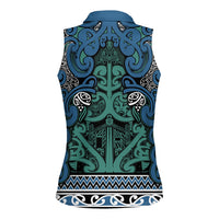 Aotearoa Iwi Ngati Mutunga Women Sleeveless Polo Shirt Maori Wharenui House Tribal Pattern