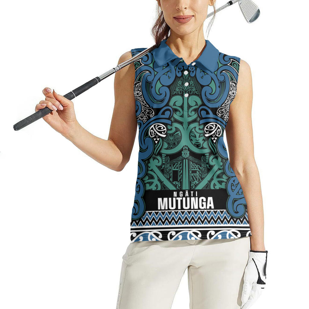 Aotearoa Iwi Ngati Mutunga Women Sleeveless Polo Shirt Maori Wharenui House Tribal Pattern