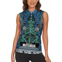 Aotearoa Iwi Ngati Mutunga Women Sleeveless Polo Shirt Maori Wharenui House Tribal Pattern