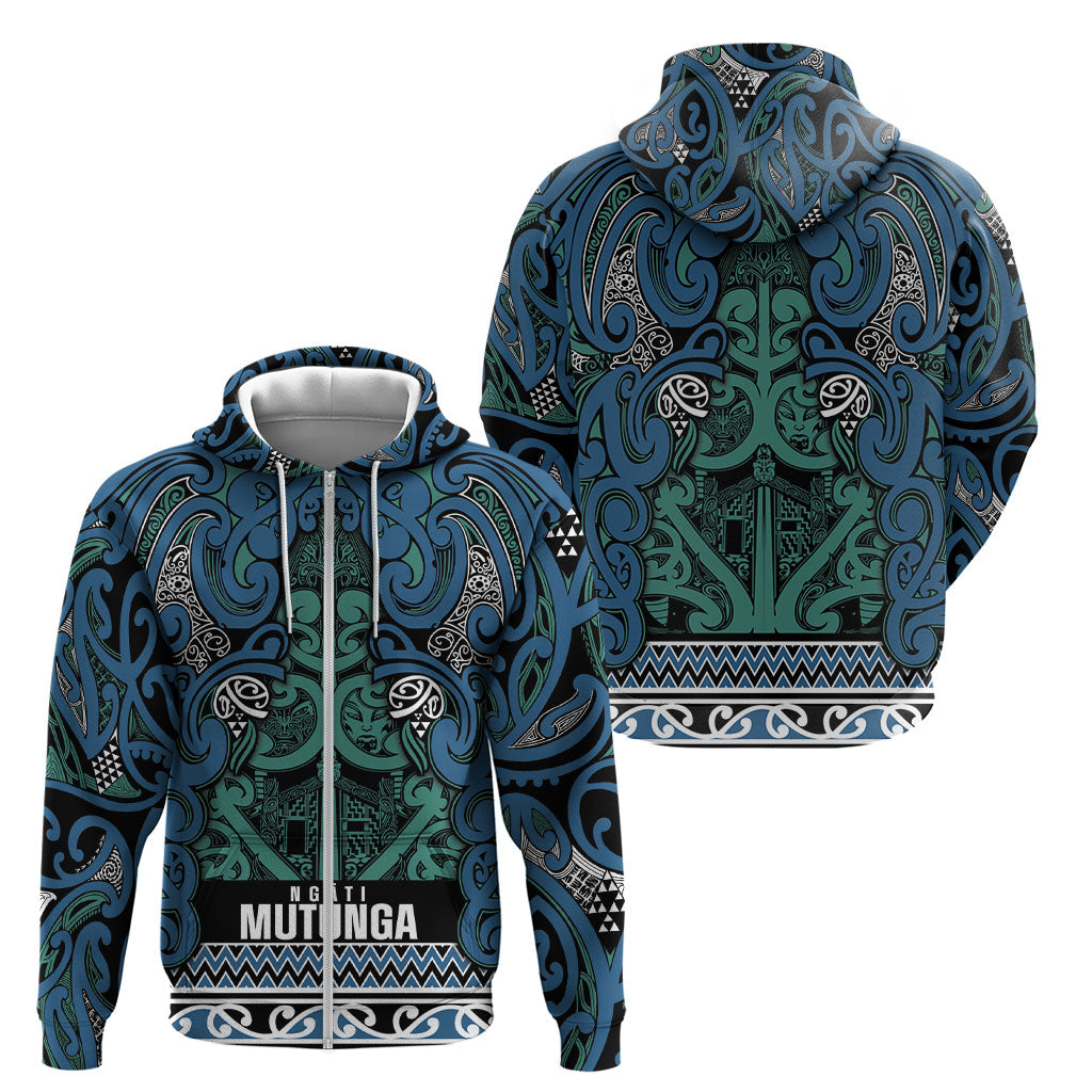 Aotearoa Iwi Ngati Mutunga Zip Hoodie Maori Wharenui House Tribal Pattern