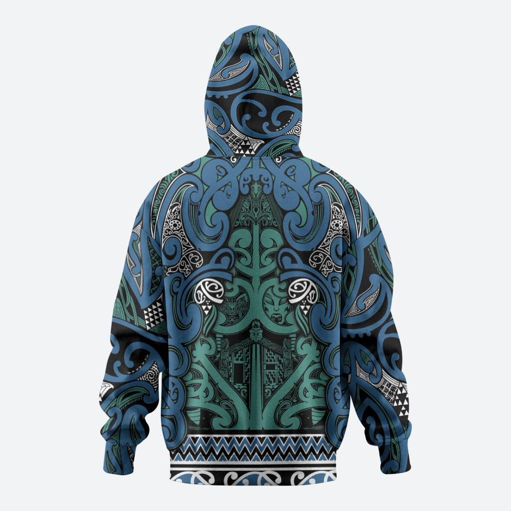 Aotearoa Iwi Ngati Mutunga Zip Hoodie Maori Wharenui House Tribal Pattern