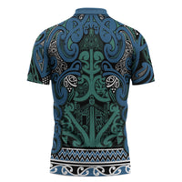 Aotearoa Iwi Ngati Mutunga Zipper Polo Shirt Maori Wharenui House Tribal Pattern