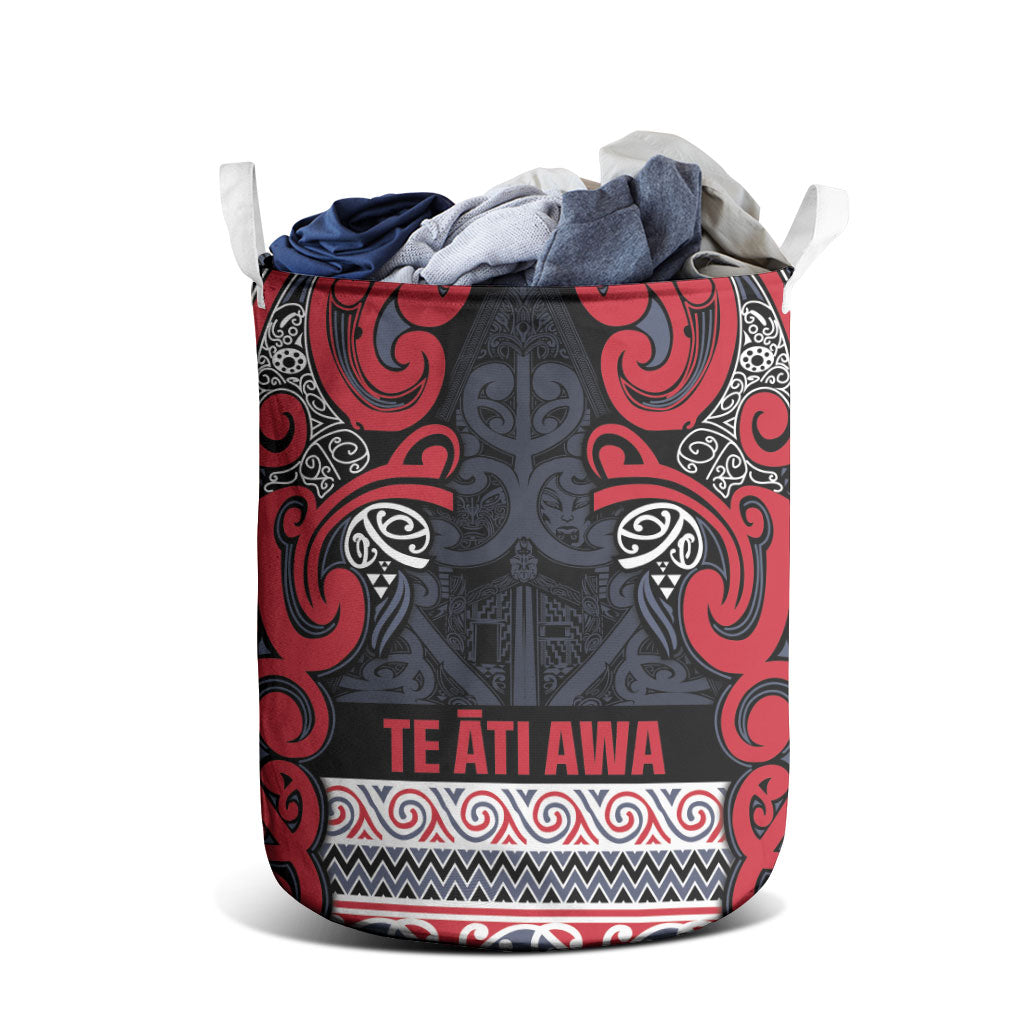 Aotearoa Iwi Te ati Awa Laundry Basket Maori Wharenui House Tribal Pattern